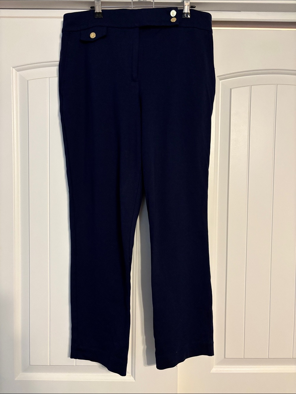 Lauren Ralph Lauren Navy Straight-Leg Dress Pants with Gold Buttons